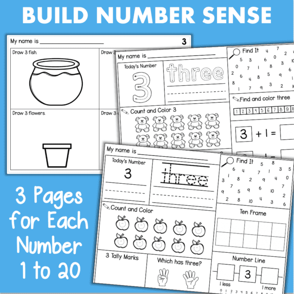 kindergarten number of the day worksheets